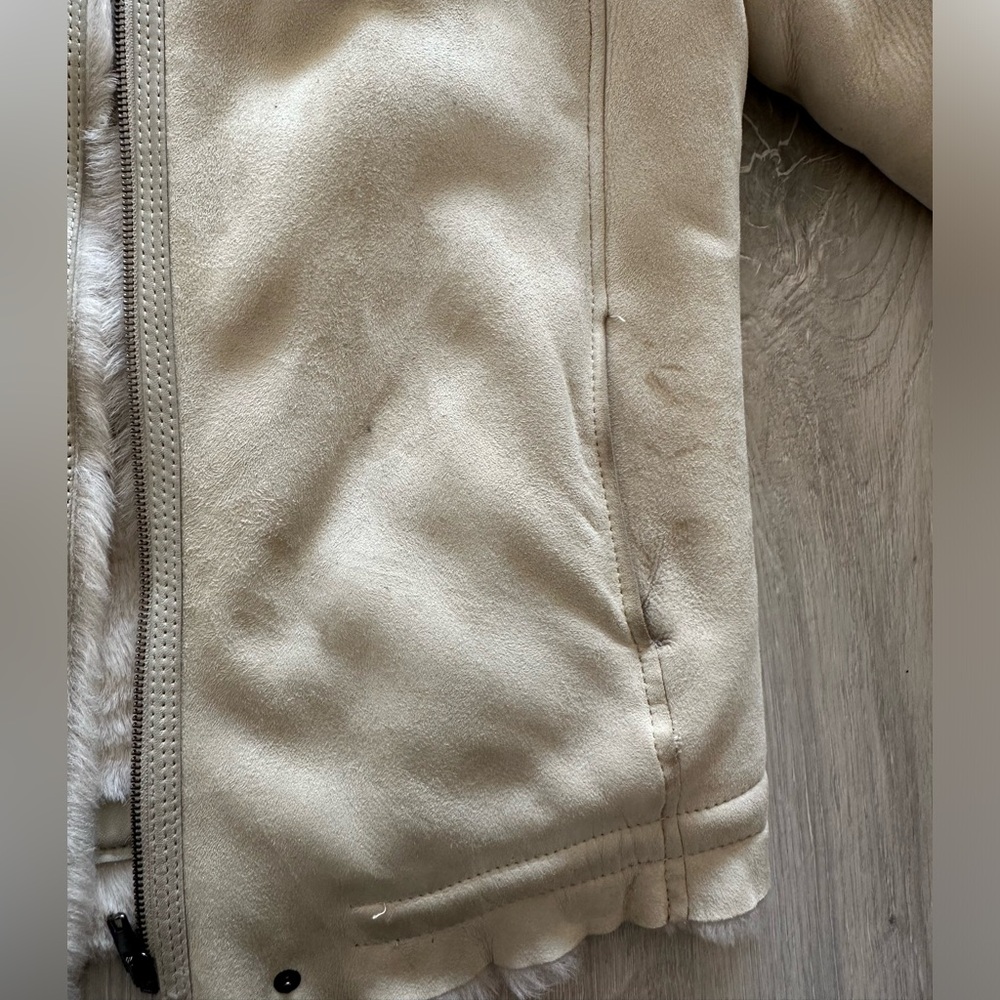 Isabel Marant 100% Lambskin Leather Real Fur Cream White Jacket w Hood size 40 - Picture 12 of 15